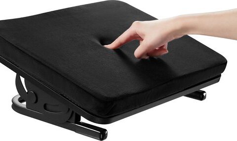 Maclean - Ergonomische voetensteun - traploos instelbare hoek -afneembaar kussen - MC-460 - Zwart