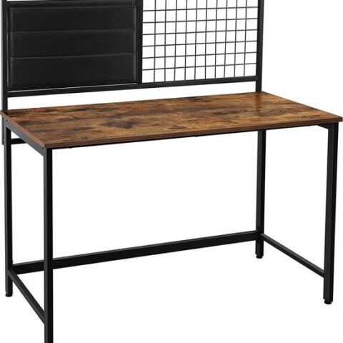 Hoppa! computertafel - 118x60x75/120cm - staal/spaanplaat - zwart/bruin