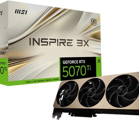 MSI GeForce RTX 5070 Ti 16G INSPIRE 3X OC - Videokaart - 16GB GDDR7 - PCIe 5.0 - 1x HDMI - 3x DisplayPort