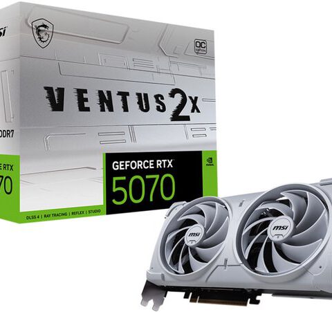 MSI NVIDIA GeForce RTX 5070 12G VENTUS 2X OC White - Videokaart - 12GB - GDDR7 - PCIe 5.0 - 1x HDMI 2.1b - 3x DisplayPort 2.1a