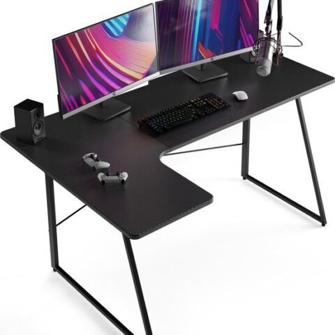 ACAZA Bureau - Game Bureau - Zwart - 160 x 100 x 75 (B x D x H) - Gaming Bureau - Hoekbureau - Bureau Gaming - Hoekbureau Gaming